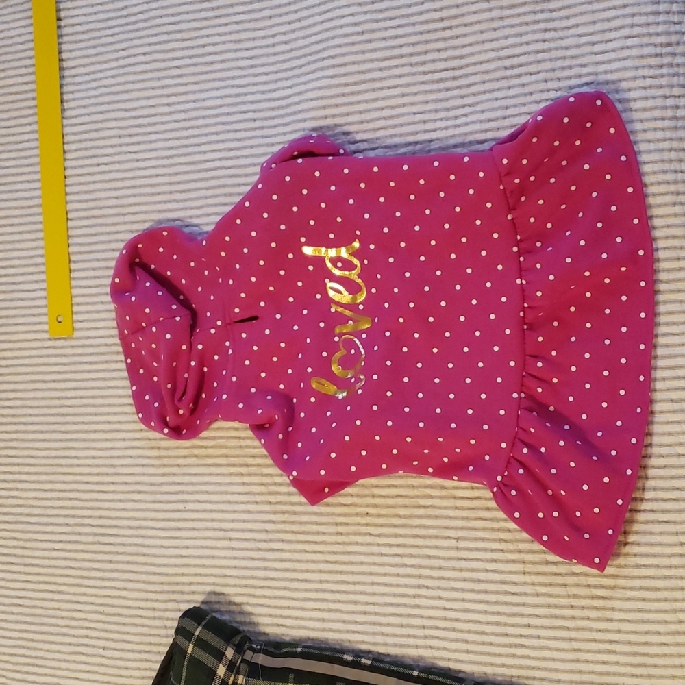 Dog shirt, skirt, valentine, pink
